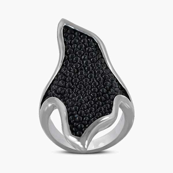 Rare Black Stingray Unisex Silver Rings