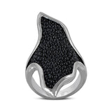 Rare Black Stingray Unisex Silver Ring