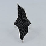 Rare Black Stingray Unisex Silver Ring