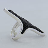 Rare Black Stingray Unisex Silver Ring