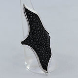 Rare Black Stingray Unisex Silver Ring