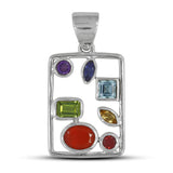 Multi Gemstone  Silver Pendant