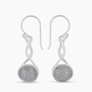 Rainbow Moonstone Silver Earrings