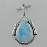 Blue Larimar Gemstone Silver Pendant