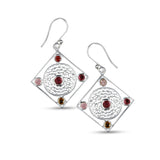 Tourmaline Filigree Art Silver Earrings