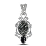 925 Sterling Silver Tourmalinated Quartz Pendant