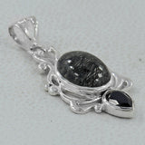 925 Sterling Silver Tourmalinated Quartz Pendant