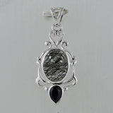 925 Sterling Silver Tourmalinated Quartz Pendant