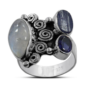 Rainbow Moonstone Silver Ring