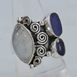 Rainbow Moonstone Silver Ring