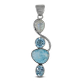 Larimar & Moonstone Silver Pendant