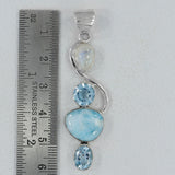 Larimar & Moonstone Silver Pendant