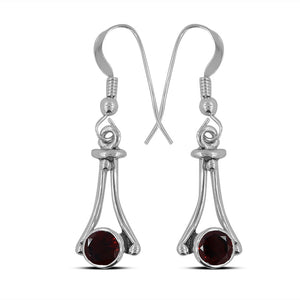 Garnet Silver Earrings