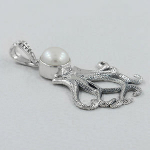 925 Sterling Silver Pearl Octopus Pendants