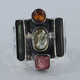 Multi-Tourmaline Silver Ring