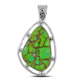 Green Copper Turquoise 925 Sterling Silver Pendant