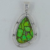 Green Copper Turquoise 925 Sterling Silver Pendant