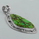 Green Copper Turquoise 925 Sterling Silver Pendant