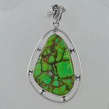 Green Copper Turquoise 925 Sterling Silver Pendant