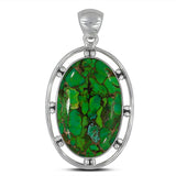 Green Copper Turquoise 925 Sterling Silver Pendant