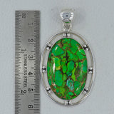 Green Copper Turquoise 925 Sterling Silver Pendant