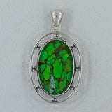 Green Copper Turquoise 925 Sterling Silver Pendant