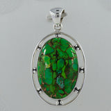 Green Copper Turquoise 925 Sterling Silver Pendant