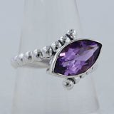 Marquise Amethyst Silver Ring