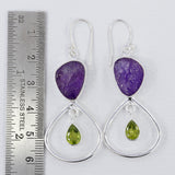 Raw Tanzanite Silver Earrings