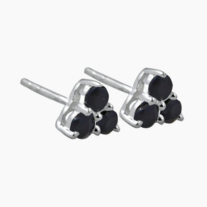 Black Spinal Silver Studs Earrings