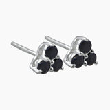 Black Spinal Silver Studs Earrings