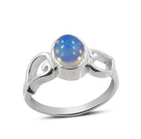 Natural Rainbow Moonstone Silver Ring