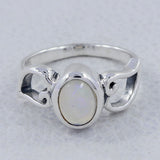 Natural Rainbow Moonstone Silver Ring