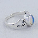 Natural Rainbow Moonstone Silver Ring