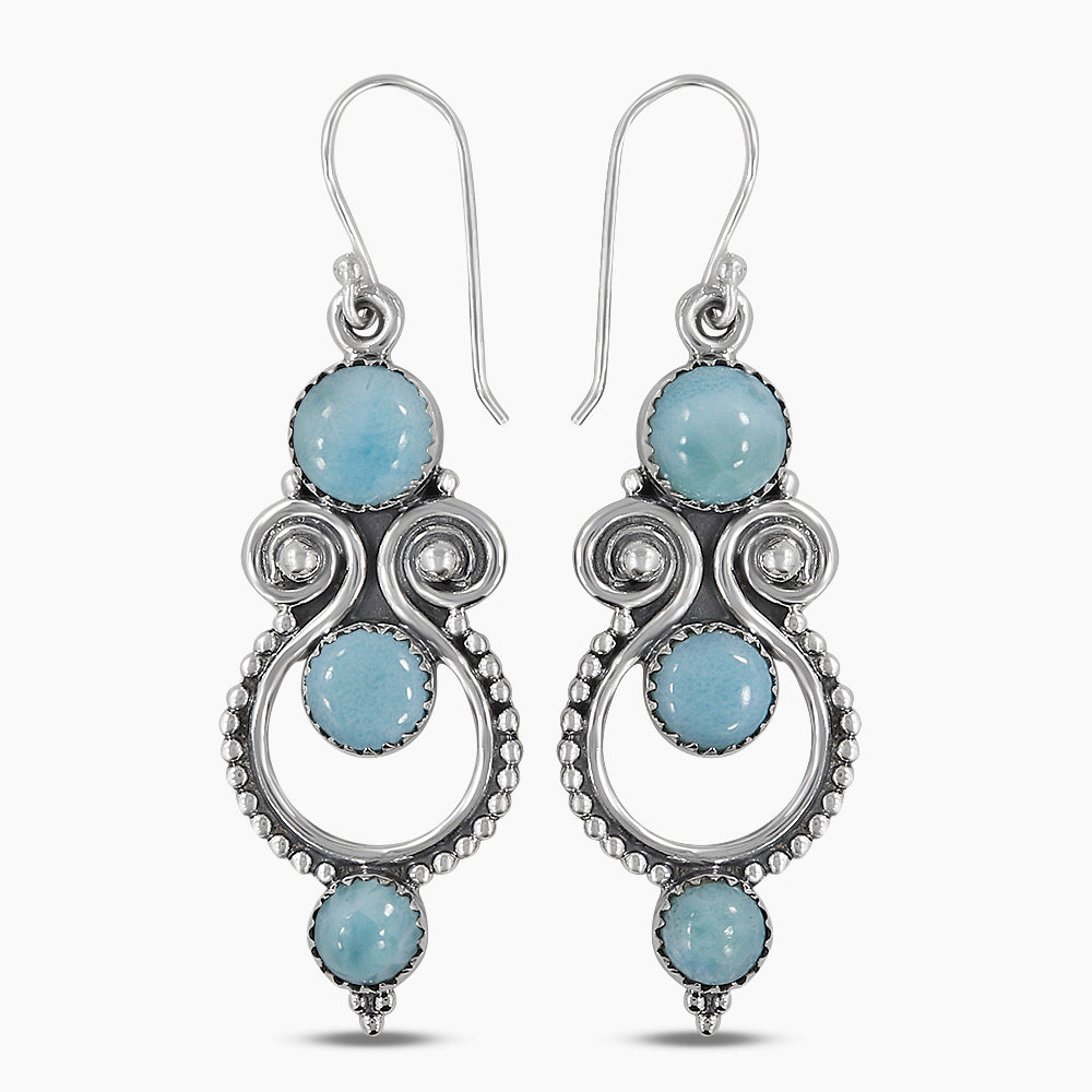 Larimar Silver Earrings