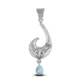 Rainbow Moonstone Silver Pendant