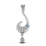 Rainbow Moonstone Silver Pendant