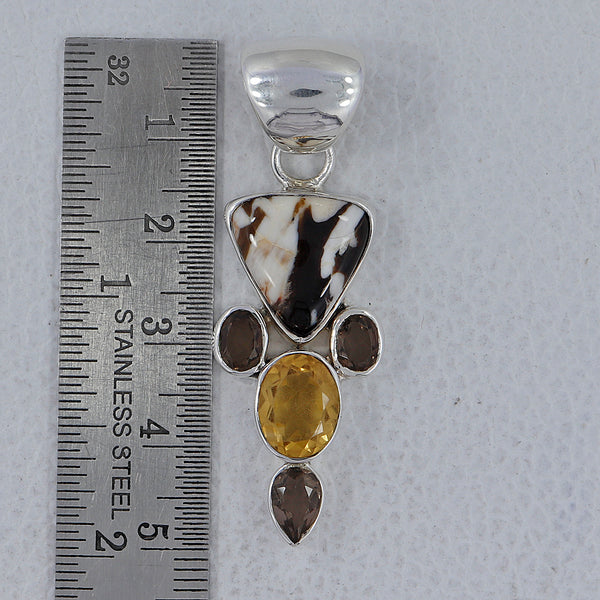 925 Silver Peanut Wood Jasper Pendants