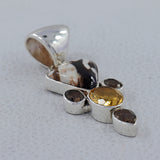925 Silver Peanut Wood Jasper Pendants