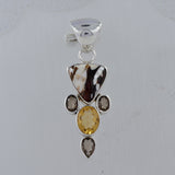 925 Silver Peanut Wood Jasper Pendants