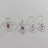 925 Sterling Silver Pendant Set Made with Amethyst Gemstone