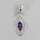 925 Sterling Silver Pendant Set Made with Amethyst Gemstone