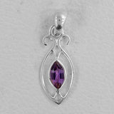925 Sterling Silver Pendant Set Made with Amethyst Gemstone