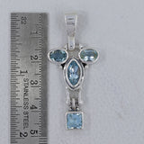 Natural Blue Topaz Gemstone Silver Pendant