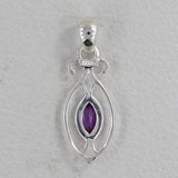 925 Sterling Silver Pendant Set Made with Amethyst Gemstone