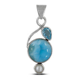 Larimar & Blue Topaz Silver Pendant