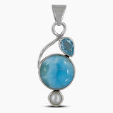 Larimar & Blue Topaz Silver Pendants