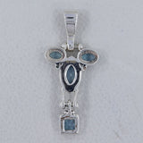 Natural Blue Topaz Gemstone Silver Pendant