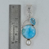 Larimar & Blue Topaz Silver Pendant