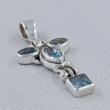 Natural Blue Topaz Gemstone Silver Pendant